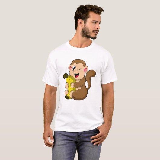 Funny Monkey met Banana T-shirt (Voorkant volledig)