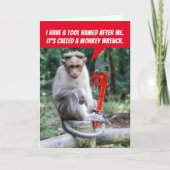 Funny Monkey-moersleutel, gehamerd op je verjaarda Kaart (Voorkant)