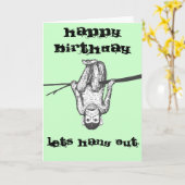 Funny Monkey opknoping uit Verjaardag Kaart aanpas (Gele Bloem)