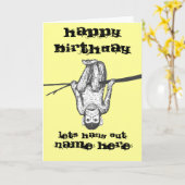 Funny Monkey opknoping uit Verjaardag Kaart aanpas (Gele Bloem)