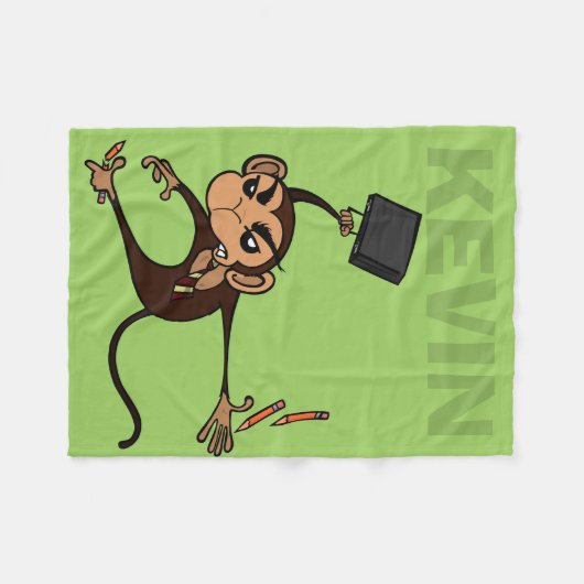 FUNNY MONKEY PERSONALISEERD FLEECE BLANKET (Voorkant (Horizontaal))