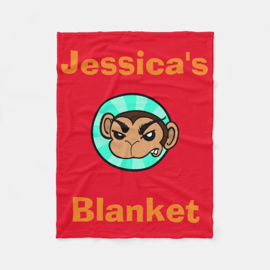 FUNNY MONKEY PERSONALISEERD FLEECE BLANKET DEKEN (Voorkant)