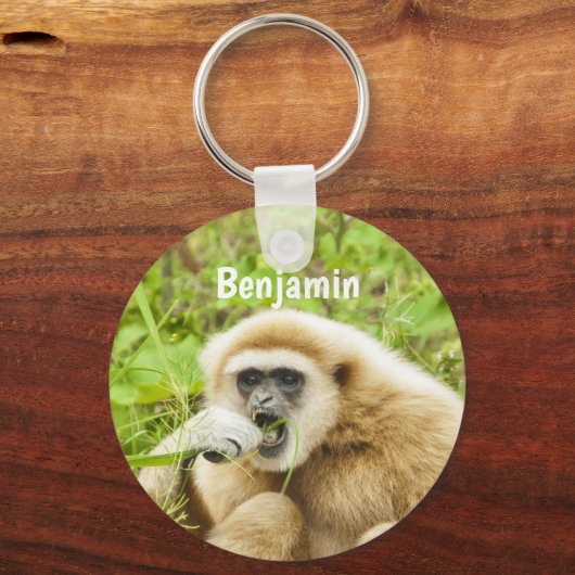 Funny Monkey Personalized Kinder Name Sleutelhange Sleutelhanger (Achterkant)