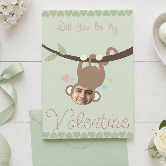 Funny Monkey Photo Valentine Card Feestdagen Kaart