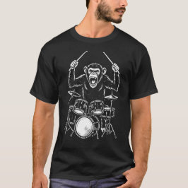 funny monkey plays drums t-shirt