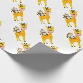 Funny Monkey Riding a Giraffe Cartoon Cadeaupapier (Hoek)