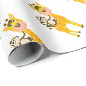 Funny Monkey Riding a Giraffe Cartoon Cadeaupapier (Rol Hoek)