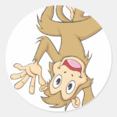Funny Monkey Ronde Sticker (Voorkant)