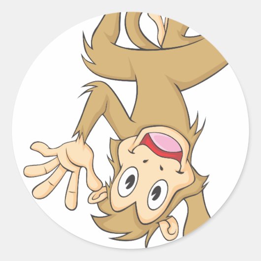 Funny Monkey Ronde Sticker (Voorkant)