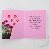 Funny Monkey & Roses Apology Card  Kaart (Binnen)