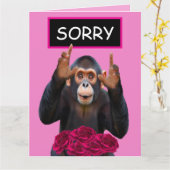 Funny Monkey & Roses Apology Card  Kaart (Gele Bloem)