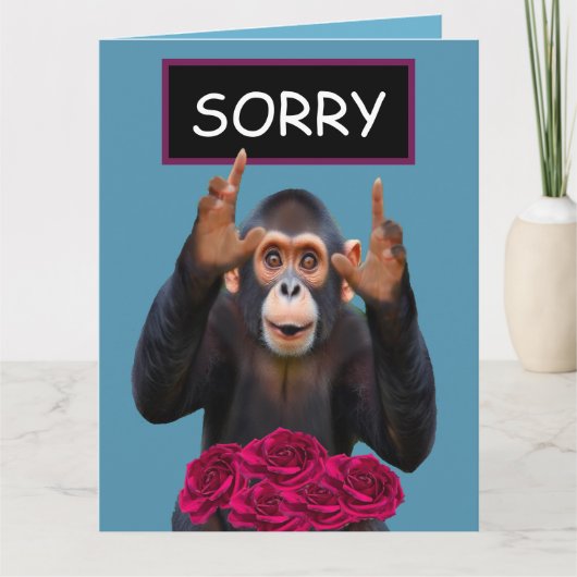 Funny Monkey & Roses Apology  Kaart (Voorkant)