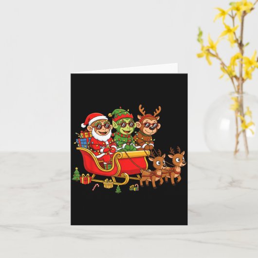 Funny Monkey Santa Reindeer Elf Christmas Womens M Kaart (Gele Bloem)