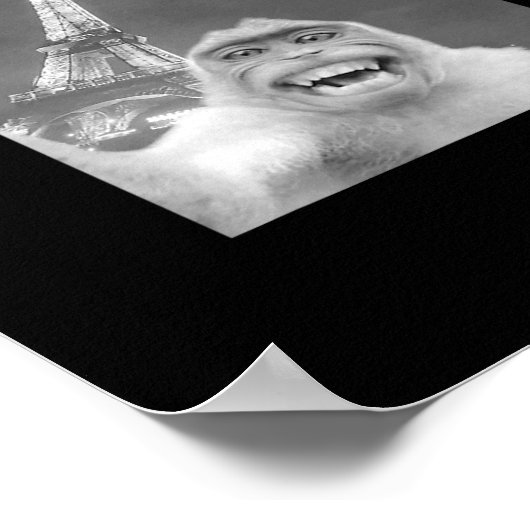 Funny Monkey Selfie Eiffel Tower In Paris Men Wome Poster (Hoek)