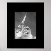 Funny Monkey Selfie Eiffel Tower In Paris Men Wome Poster (Voorkant)