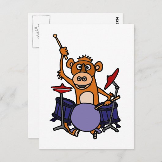 Funny Monkey Spelling Drums Briefkaart (Voorkant / Achterkant)