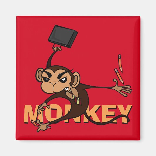FUNNY MONKEY SQUARE MAGNET (Voorkant)
