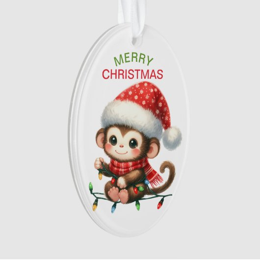 Funny Monkey String Lights Kinder Kerst Ornament (voorkant)