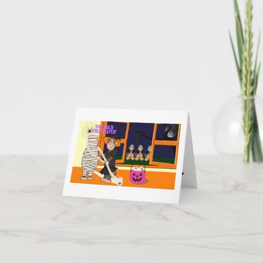 Funny Monkey toilet paper mummy Halloween Card Bedankkaart (Voorkant)