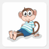 Funny Monkey Vierkante Sticker (Voorkant)