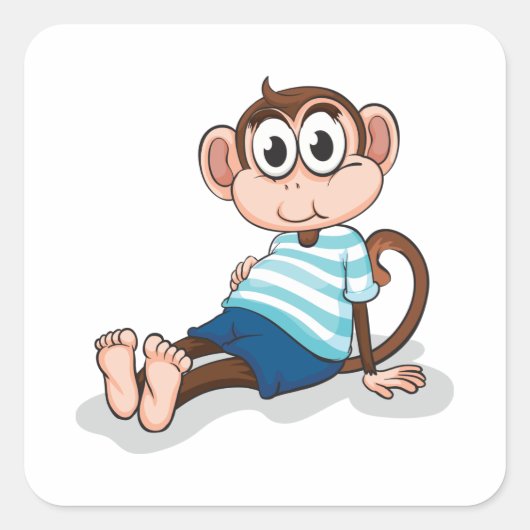 Funny Monkey Vierkante Sticker (Voorkant)