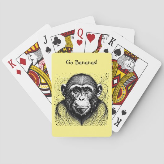 Funny Monkey Zwart Wit Ink Gepersonaliseerd Pokerkaarten (Achterkant)
