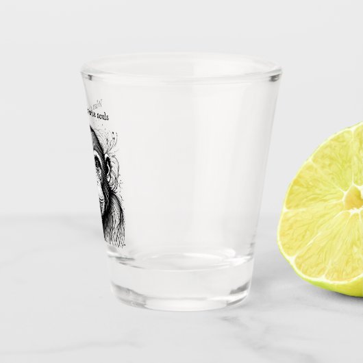Funny Monkey Zwart Wit Ink Gepersonaliseerd Shot Glas (Rechts)