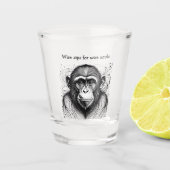 Funny Monkey Zwart Wit Ink Gepersonaliseerd Shot Glas (Voorkant)