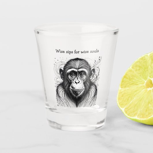 Funny Monkey Zwart Wit Ink Gepersonaliseerd Shot Glas (Voorkant)