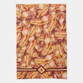 Funny Monogram Bacon Gag Gift  Theedoek (Verticaal)