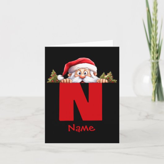 Funny Monogram Family Christmas Red Santa  Kaart (Voorkant)