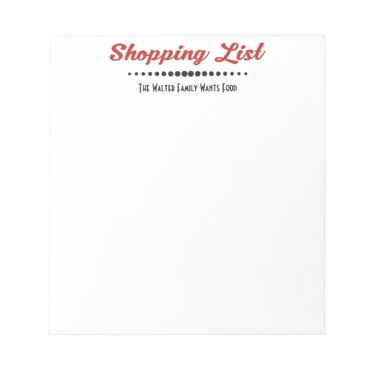 Funny Monogram Family Shoppiing List - Retro Notitieblok (Voorkant)