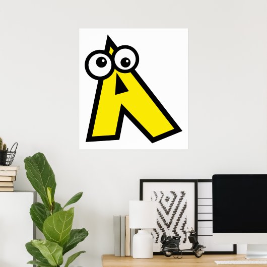 Funny Monogram Letter A Poster (Thuiskantoor)