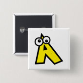 Funny Monogram Letter A Vierkante Button 5,1 Cm (Voorkant /achterkant)