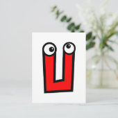 Funny Monogram Letter U Briefkaart (Staand voorkant)