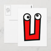 Funny Monogram Letter U Briefkaart (Voorkant / Achterkant)