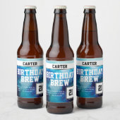 Funny Monogrammed 21 Happy Birthday Bier Etiket (Flessen)
