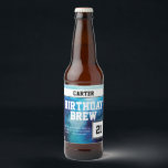 Funny Monogrammed 21 Happy Birthday Bier Etiket<br><div class="desc">Het is tijd om een verjaardag te vieren! Creëer je eigen verjaardagsebrouwersetiketten voor je favoriete bierflessen. Fun space background. Met de bovenste doos kun je je bier noemen na de verjaardag of het verjaardagsmeisje. Het vakje van de tekst staat u toe om de leeftijd of andere informatie in te gaan....</div>