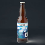 Funny Monogrammed 21 Happy Birthday Bier Etiket<br><div class="desc">Het is tijd om een verjaardag te vieren! Creëer je eigen verjaardagsebrouwersetiketten voor je favoriete bierflessen. Fun space background. Met de bovenste doos kun je je bier noemen na de verjaardag of het verjaardagsmeisje. Het vakje van de tekst staat u toe om de leeftijd of andere informatie in te gaan....</div>