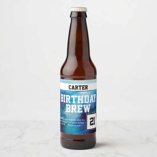 Funny Monogrammed 21 Happy Birthday Bier Etiket (Voorkant)