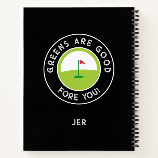 Funny Monogrammed Golf Log Game Day Progress  Notitieboek (Achterkant)