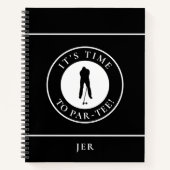 Funny Monogrammed Golf Log – Par Tee Black Golfer Notitieboek (Voorkant)