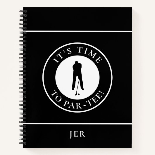 Funny Monogrammed Golf Log – Par Tee Black Golfer Notitieboek (Voorkant)