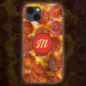 Funny Monogrammed Pepperoni Pizza Pattern Gag Gift iPhone Hoesje