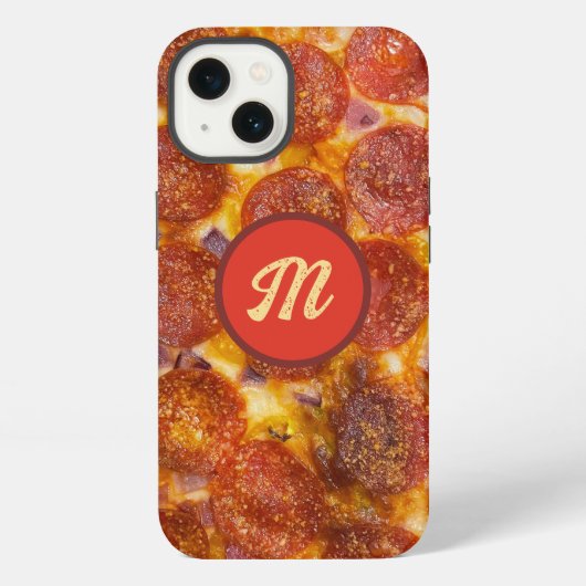 Funny Monogrammed Pepperoni Pizza Pattern Gag Gift iPhone Hoesje (Achterkant)