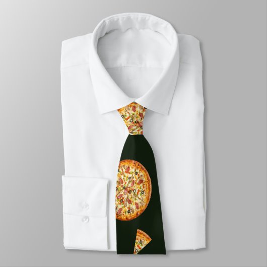 Funny Monogrammed Pizza Pattern Gag Gift Stropdas (Gebonden)