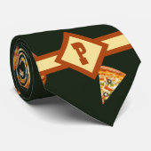 Funny Monogrammed Pizza Pattern Gag Gift Stropdas (Opgerold)