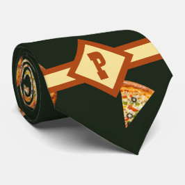 Funny Monogrammed Pizza Pattern Gag Gift Stropdas