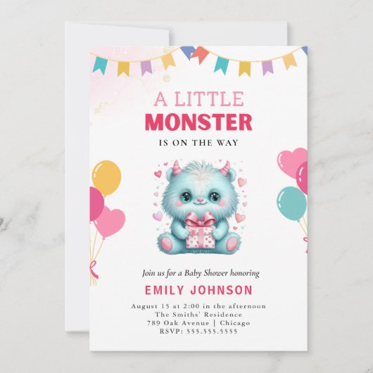 Funny Monster Baby shower Kaart (Voorkant)