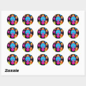 Funny Monster Bash Cute Creatparty Ronde Sticker (Vel)